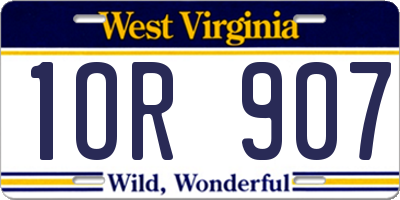 WV license plate 1OR907