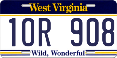 WV license plate 1OR908