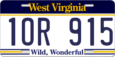 WV license plate 1OR915