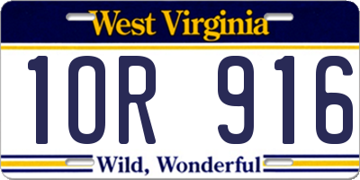 WV license plate 1OR916