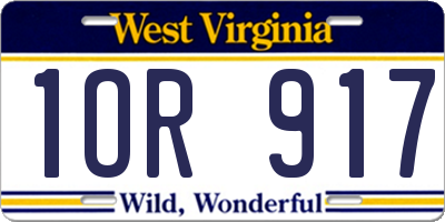 WV license plate 1OR917