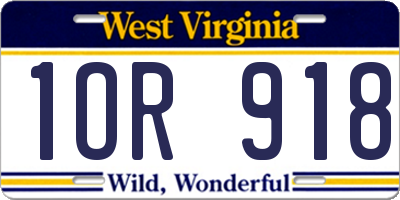 WV license plate 1OR918