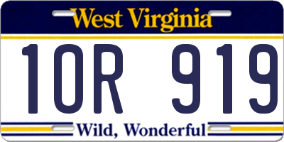 WV license plate 1OR919