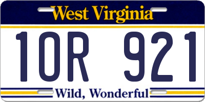 WV license plate 1OR921