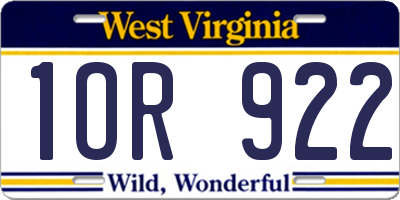 WV license plate 1OR922