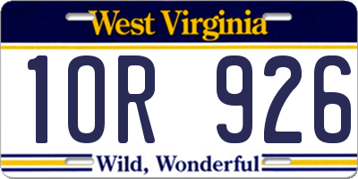 WV license plate 1OR926