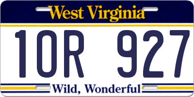 WV license plate 1OR927