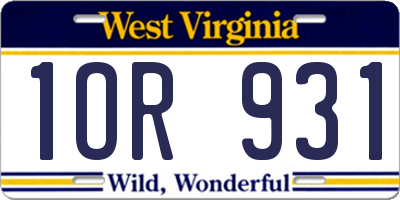 WV license plate 1OR931