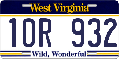 WV license plate 1OR932