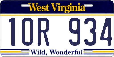 WV license plate 1OR934
