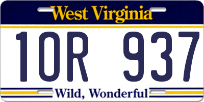 WV license plate 1OR937