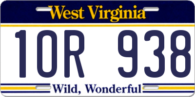 WV license plate 1OR938