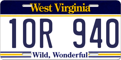 WV license plate 1OR940