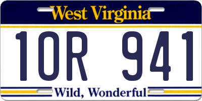 WV license plate 1OR941