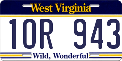 WV license plate 1OR943