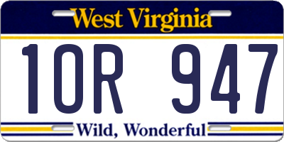 WV license plate 1OR947