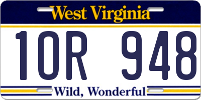 WV license plate 1OR948