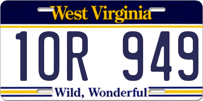 WV license plate 1OR949