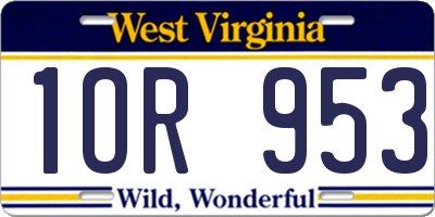WV license plate 1OR953