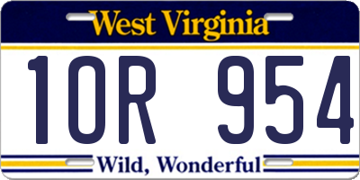 WV license plate 1OR954