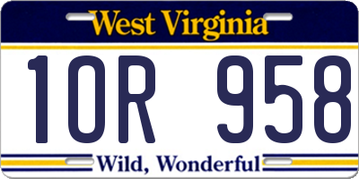 WV license plate 1OR958