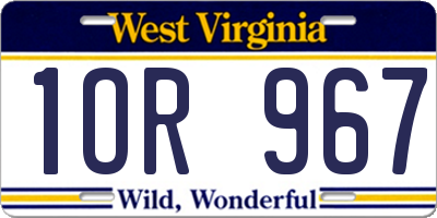 WV license plate 1OR967