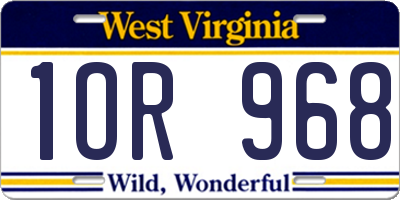 WV license plate 1OR968