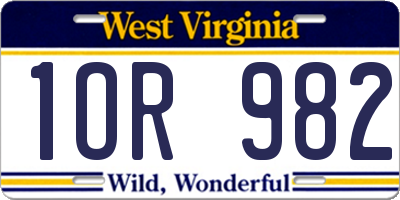 WV license plate 1OR982