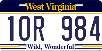 WV license plate 1OR984