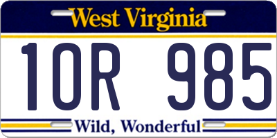 WV license plate 1OR985