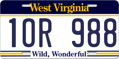 WV license plate 1OR988