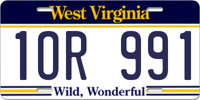 WV license plate 1OR991