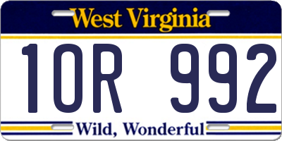 WV license plate 1OR992