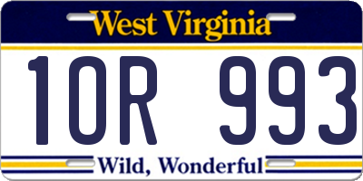 WV license plate 1OR993