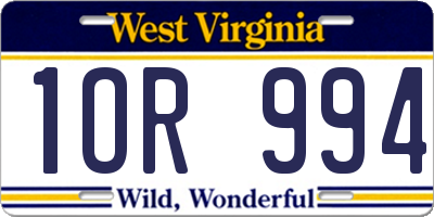 WV license plate 1OR994