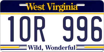 WV license plate 1OR996