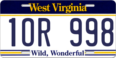 WV license plate 1OR998