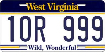 WV license plate 1OR999