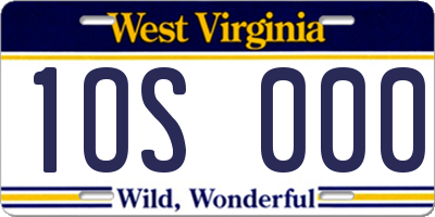 WV license plate 1OS000