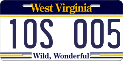WV license plate 1OS005