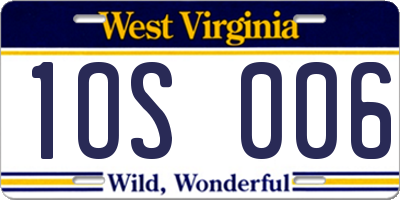 WV license plate 1OS006