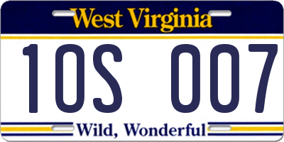 WV license plate 1OS007