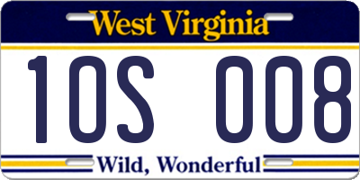 WV license plate 1OS008
