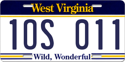 WV license plate 1OS011