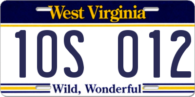 WV license plate 1OS012