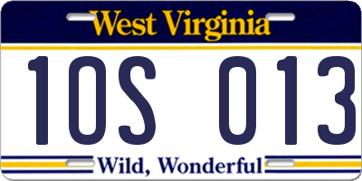 WV license plate 1OS013