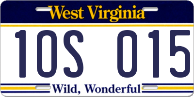 WV license plate 1OS015