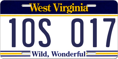 WV license plate 1OS017