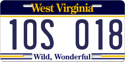 WV license plate 1OS018