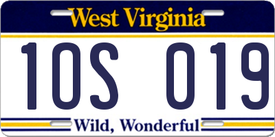 WV license plate 1OS019